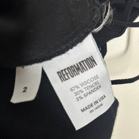 REFORMATION Sophie Jumpsuit Lace Up Neck Tie Up Strappy Black Sz 2 {S11} - Picture 8 of 8